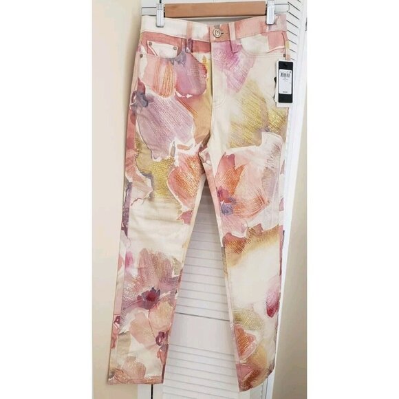 NWT GUESS GIRLY SEQUIN METRO FLOWER SKINNY JEANS W 25 - Picture 3 of 13